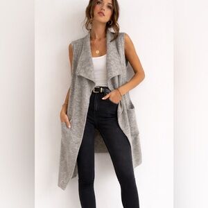 Sisters Sleeveless Waterfall Knit Vest – Grey – S/M